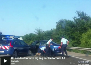 Un conducteur ivre zig zag sur l'autoroute A8