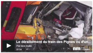 Le déraillement du train des Pignes vu d'un drone